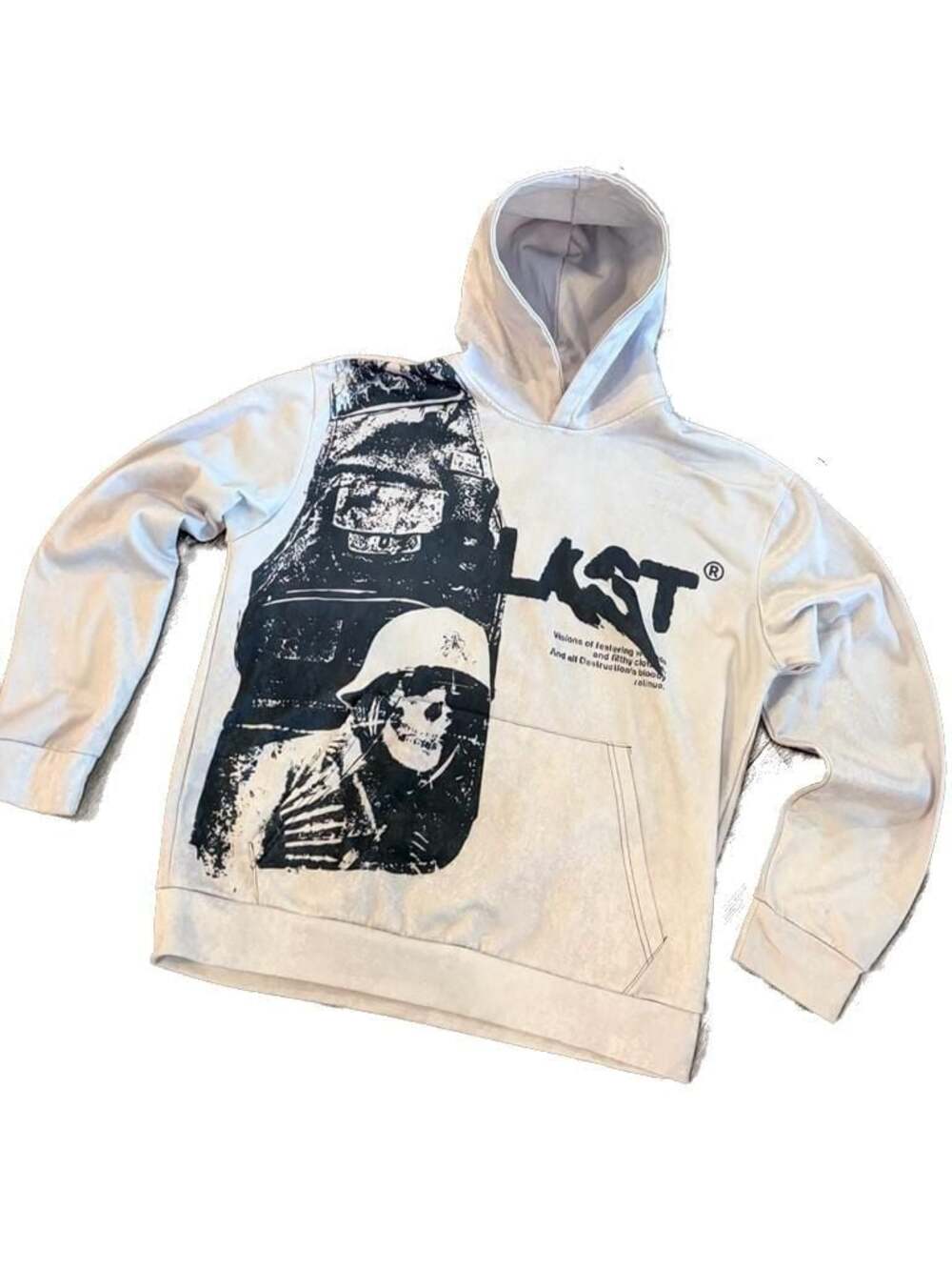 BLAST Graphic Gothic Skull Hoodie 2XL Grunge Y2K Streetwear